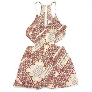 Express White Multicolor Printed Cutout Romper